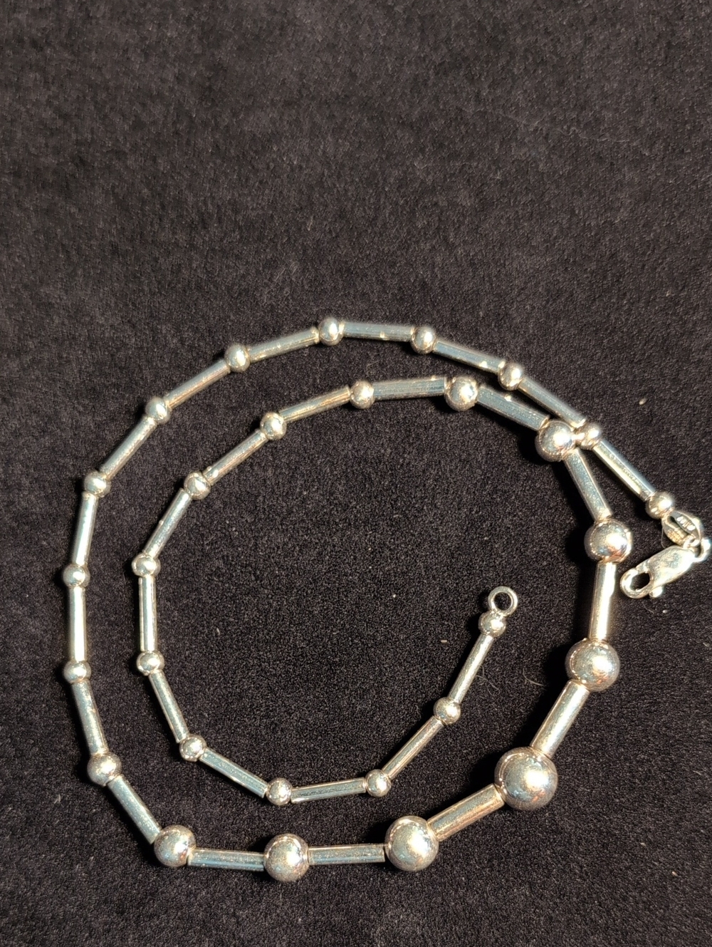 Milor Italy Sterling Bead & Tube Necklace - Silver 925 16g